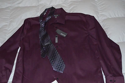 Authentic Kenneth Cole Slim Fit Dress Shirt with Gray Purple Tie Men 16.5 34/35* - Image 1 of 3