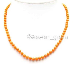 Collar de coral natural redondo naranja de alta calidad 5-6 mm para mujer gargantillas 17" n5957 - Imagen 1 de 7