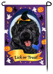 Halloween Garden Flag - Black Cavapoo - Picture 1 of 1