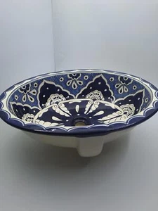 21" Blue & White Talavera Ceramic Drop-In Sink - Picture 1 of 5