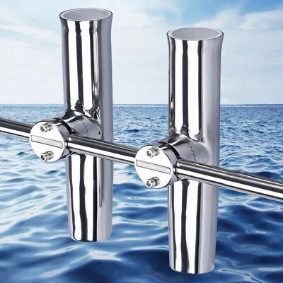 2X 316 Stainless Steel Boat Fishing Rod Holder 7/8"-1" Rail Mount Truck RV - image 1 of 4