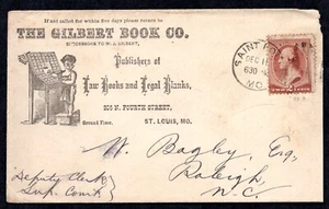 US 1885 SCOTT #157 TIED ST. LOUIS, MO. ON ADVERTISING COVER OF PRINTER - Picture 1 of 2
