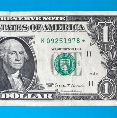 September 25, 1978 : K 09251978 * BIRTHDAY Note $1 One Dollar Bill - Image 1 of 4