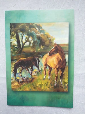 Tarjeta de notas en blanco caballo para todas las ocasiones castaño marrón arroyo río campo natural Foto 1 de 4