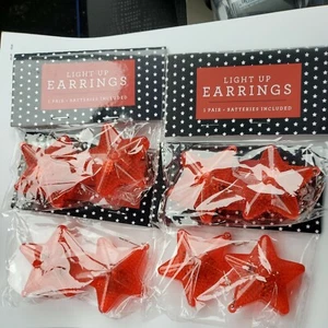 4 Packs - LED Light Up Star Earrings Flashing Red, Party Gift 4th July New Years - Picture 1 of 2
