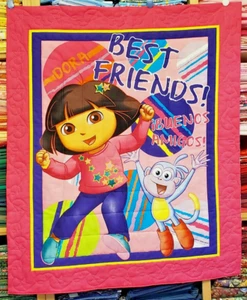 New Hand Made & Hand Quilted "Dora - Best Friends!" Baby/ Toddler/ Youth Blanket - Picture 1 of 7