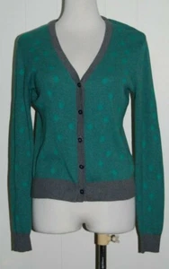 CAbi #903 100% Cotton Green Polka Dotted V Neck Button Front Cardigan Sweater XS - Picture 1 of 4