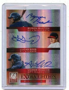 2012 ELITE EXTRA EDITION #3 BYRON BUXTON 6-AUTO ROOKIE RC #15/20, TWINS, 082021 - Picture 1 of 2