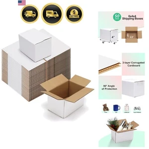 Shipping Boxes 6x4x4 White Kraft Corrugated Mailer 50 Pack for Small Business - Picture 1 of 8