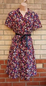 VERO MODA BLACK MULTI COLOUR FLORAL SHORT SLEEVE BUTTONED SHIRT A LINE DRESS 12 - Picture 1 of 7