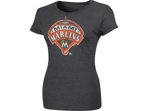 TOO CUTE!  New Miami Marlins Majestic Women's Diamond  T-Shirt Size S B84 - Image 1 of 1