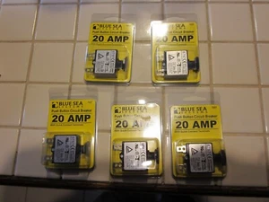 5 X Blue Sea Systems 7057 8787 20A Push Button Quick Connect Circuit Breaker New - Picture 1 of 6
