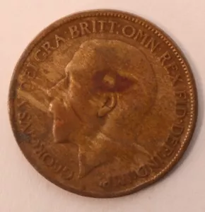 1920 GREAT BRITAIN HALF PENNY 25.5mm KM# 809 - Picture 1 of 2