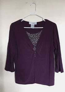 Sag Harbor Purple blouse top 2fer look Sz M medium - Picture 1 of 3