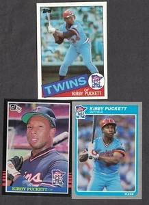 KIRBY PUCKETT TWINS HOF 3 ROOKIE CARD LOT OF 1985 TOPPS, DONRUSS, AND FLEER - Picture 1 of 2