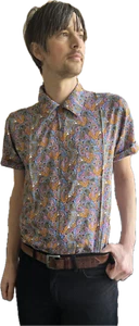 Mens Retro Paisley Rayon Shirt indie Mod vtg NEW Psychedelic 60s 70s Hippie - Picture 1 of 5