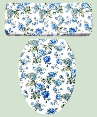 Juego de tapa de asiento de inodoro decoración baño Waverly Inspirations azul rosa verde Foto 1 de 2