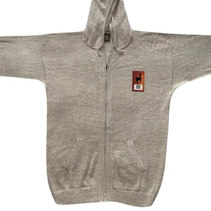 MEN HANDMADE ANDEAN ALPACA SOLID BEIGE ZIP HOODIE SWEATER SZ M - Picture 1 of 7