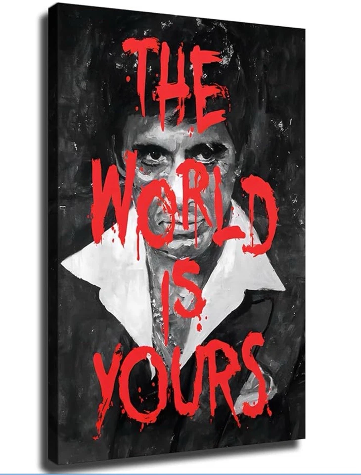 无装饰帆布 Tony Montana Scarface The World Is Your 12x18 卷全新! — 第 1/1 张图片
