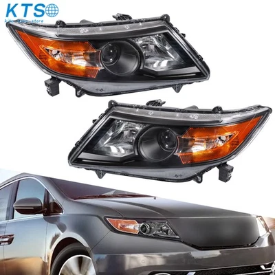 Par de faros delanteros halógenos esquineros ámbar negros para Honda Odyssey 2011-2017 Foto 1 de 4