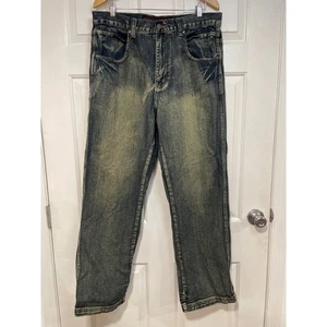 Vintage Y2K Relaxed Moda Jeans Distressed Fading Denim Baggy Straight Leg 38x32 - Picture 1 of 6