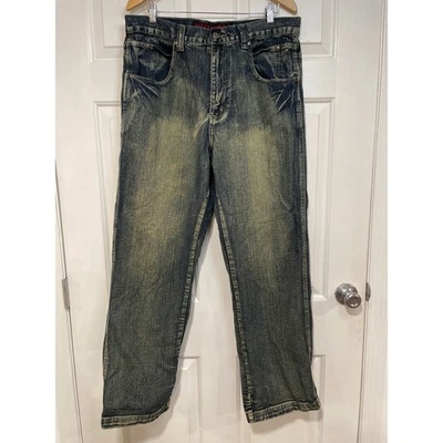 Vintage Y2K Relaxed Moda Jeans Distressed Fading Denim Baggy Straight Leg 38x32 - Image 1 of 4
