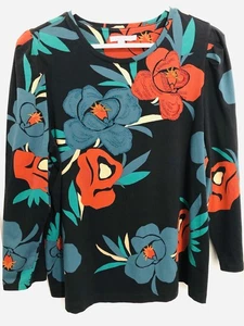 Chicos Top Gr. 3 XL türkis schwarz rost Grafik Langarm Stretch Perlen Top gebraucht, in einwandfreiem Zustand - Bild 1 von 10