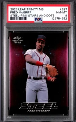 Fred McGriff 2023 Leaf Trinity MB Steel Pink Stars & Dots #S27 2/25 PSA NM-MT 8! - Image 1 of 2