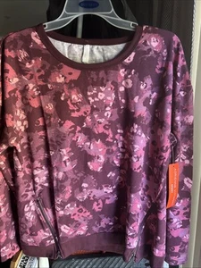 Adrienne Vittadini Sport Top Blouse Burgundy Long Sleeve Women’s Size L - Picture 1 of 8
