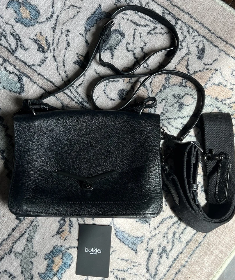 Botkier Valentina Black Pebbled Leather Crossbody Bag Purse - Image 1 of 4