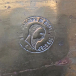 XL antikes russisches gehämmertes Messing Samowar Tula Serviertablett gemarkt Griffe  - Bild 1 von 17