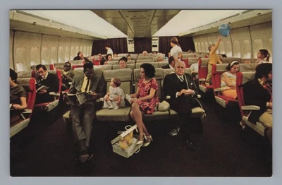 Pan Am Boeing 747 Passenger Cabin Airline Issue Postcard Airplane Interior Seats - Image 1 of 2