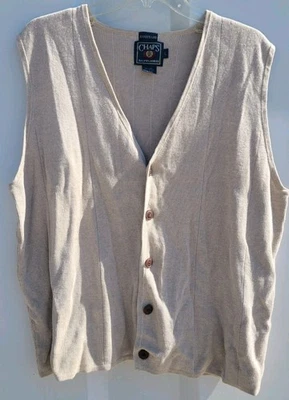 Vintage Chaps Ralph Lauren Sweater Vest Mens L Ivory V Neck Grandpacore Cardigan - Image 1 of 4