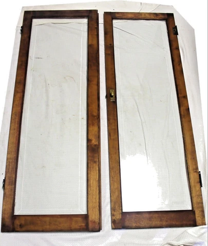 Antique Beveled Glass, Mahogany, & Brass Curio Cabinet Doors Cover