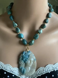 HAND MADE PENDANT NECKLACE AND EARRING SET - Picture 1 of 12