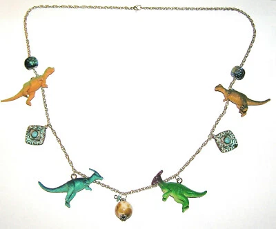 Collar I Love Dinosaurios, Jurásico, Dinos con Acentos Turquesa Dijes Foto 1 de 4