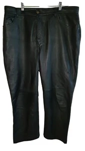 Genuine lambskin leather unisex biker/casual pants - Black - Dormueil England - Picture 1 of 6
