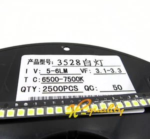 200 pcs SMD SMT 3528 Super bright WHITE LED lamp Bulb GOOD QUALITY - Picture 1 of 1