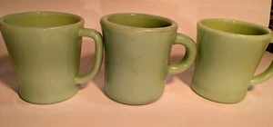 3 Vintage Fire King Jadeite Restaurant Ware Coffee Mugs Oven Glass - Picture 1 of 8