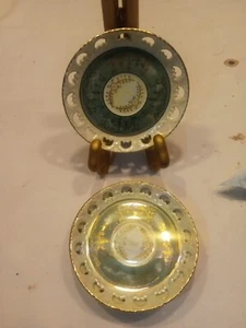 5 Vintage Porcelain Saucers Iridescent, Gold Trim, Shell-like Cutouts in Saucer - Picture 1 of 3
