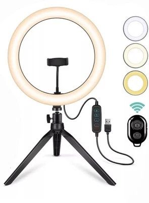 10 inch LED Ring Lights With Tripod Stand & Phone Holder for Selfie Makeup UK - Image 1 of 4