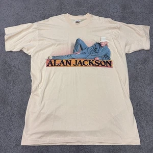 Vintage 1995 Alan Jackson Look At Them Boots Country Music Yellow T-Shirt Sz XXL - Picture 1 of 7