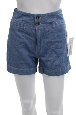 Pilcro and the Letterpress Anthropologie Unisex Blue Cotton Linen Shorts Size 0 - Image 1 of 4
