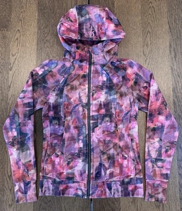 Lululemon Sun Dazed Scuba Hoodie Jacket Women’s 8 Multi Pink Full Zip Thumbholes - Picture 1 of 12