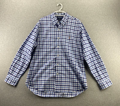Ralph Lauren XXL Blue Check Stretch Oxford Slim Fit Button Down Shirt Cotton - Image 1 of 4
