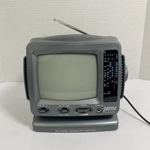 jWIN JV-TV1010 5” Mini Black & White CRT TV AM/FM Radio Retro Portable Tested - Picture 1 of 5