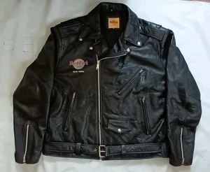 VINTAGE HARD ROCK CAFE NEW YORK BIKER STYLE LEDERJACKE GR XL - Bild 1 von 10