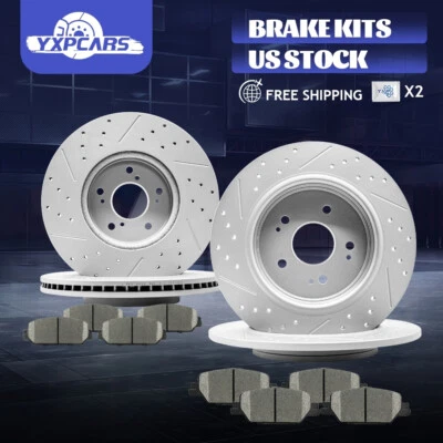 For 2017-2022 Honda CR-V Front Rear Brake Disc Brake Rotors & Ceramic Pad Set - Image 1 of 4