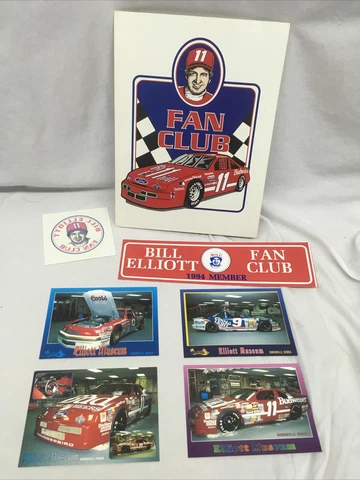 Bill Elliott Fan Club Nascar Racing Budweiser Fan Club Postcards, Stickers, Pack Cover