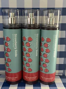 (3) Bath & Body Works *STRAWBERRY SODA* Fragrance Body Mist 8 Oz Each-New❤️ - Picture 1 of 2